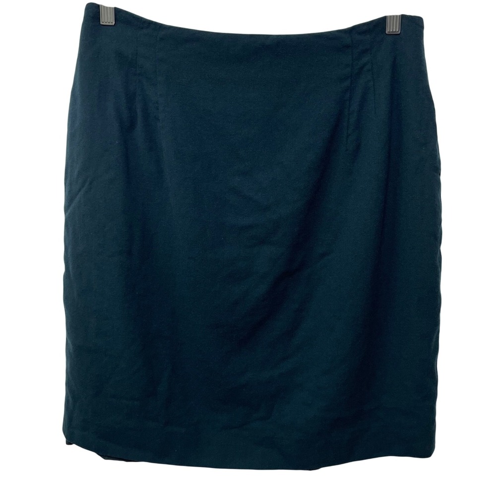 Vtg USA Made Jones NY Green 100% Wool‎ Pencil Skirt Knee Length Dark Academia 16